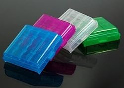 Bluecell 4 PCS Clear/Blue/Green/Purple Color AA / AAA 4 Cell Battery Storage Case + Bluecell Cable Tie