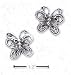 Sterling Silver Antiqued Filigree Butterfly Post Earrings