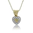 Ladies Diamond Heart Pendant In Satin Yellow Gold w Chain