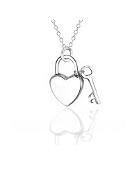 Valentines Day Gifts Bling Jewelry Key to My Heart Padlock Pendant Necklace 16in