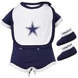 Dallas Cowboys Infant Navy Creeper, Bib & Bootie Set