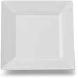Squares 6.5 Inch Elegant Disposable Plastic Dessert Plate, White, 10 Plates