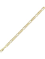10K Yellow Gold 5.0mm Diamond Cut Royal Figaro Link Bracelet with Lobster Clasp