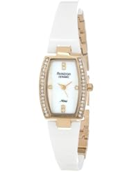 Armitron Womens 75/5143MPGPWT Ceramic Gold-Tone White Bangle Swarovski Elements Watch