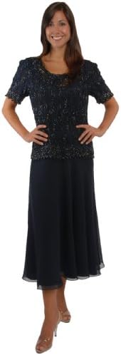 Navy Tea Length Mother of the Bride Dresses Regular & Plus Sizes