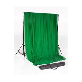 Chromakey Green Solid Muslin, 10'x24', with Pro Backdrop Stand