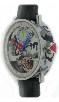 Alain Silberstein: Tourbillon Black Storm Watch, TS511 (Stainless Steel Case / Skeletonized Dial/ Black Crocodile Leather Strap)
