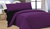 Complete Double, Reversible Blackcurrant Purple/ Black, Duvet Cover and Fitted Sheet Bed Set by Viceroybedding