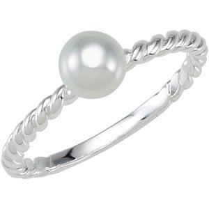 Genuine IceCarats Designer Jewelry Gift Sterling Silver St Fa Tw Bd W/6M Wite Gl Pearl. St Fa Tw Bd W/6M Wite Gl Pearl In Sterling Silver Size 7