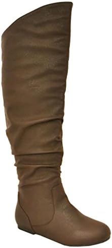 Twisted Women's Shelly Knee-High Faux Leather Wide Calf Slouchy Boot - BROWN , Size 9