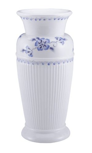 Fenton 9" True Blue Handpainted and Signed on Milk Glass Vase
