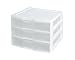 Sterilite 20938003 Clear View Wide 3-Drawer Organizer with White Frame and See-Through Drawers, 3-Pack