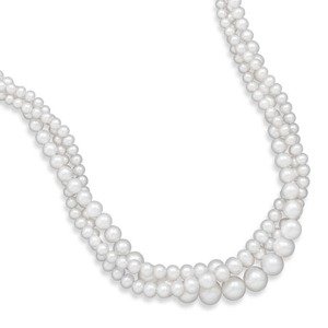 White Pearl Three Strand Pearl Necklace