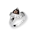 Smokey Quartz and Diamond Sterling Silver Ring (Sizes 6-8)