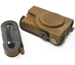 COSMOS Brown PU Leather Case Cover Bag For Canon Powershot S110 Digital Camera with Cosmos Fastening Strap