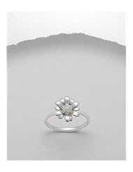 Flower CZ Ring In 92.5 Sterling Silver