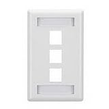 3-Port Single Gang Faceplate w /Labeling, Light Ivory