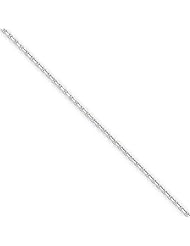 14k White Gold 9in 1.3mm Solid D/C Cable Anklet Chain. Metal Wt- 1.58g