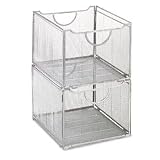 Eldon 45308 Mesh Collapsible Crates, 15-1/2w x 10-3/4d x 13-1/4h, Pewter, 2 per Pack