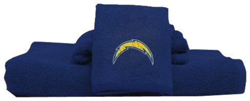 San Diego Chargers Three Piece Embroidered Bath Towel Set