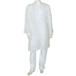 Mens Gifts Cotton Embroidered Kurta Pajama Size M Chest :39 (chgkp068)