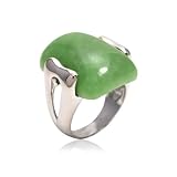 Sterling Silver Green Jade Rectangular Ring, Size 8