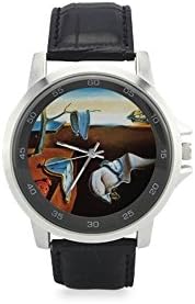 salvador dali painting,salvador dali art Unisex Stainless Steel Leather Strap Watch,Watch Face Diameter: 1.4"