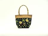 Silk Purse with Flower Embroidery, Black