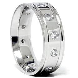 Mens 950 Palladium .75CT Diamond Comfort Fit Ring Band
