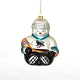 San Jose Sharks NHL Glass Snowman Ornament (5.5