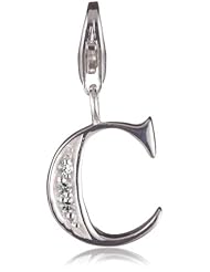 VINANI brand Germany 925 Sterling Silver Charm Pendant Alphabet Initial Letter C shiny Zirconia white HCB