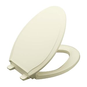 KOHLER K-4734-96 Rutledge Quiet-Close Elongated Toilet Seat with Quick-Release Functionality, Biscuit