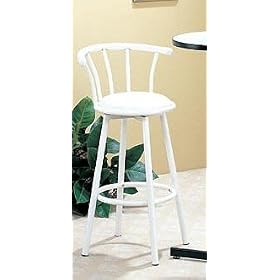 Set of 2 White Metal Swivel Barstool Bar Stools by AtHomeMart