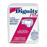 Dignity Plus Disposable Adult Fitted Briefs, Medium Size, Fits Waist: 32 In - 44 In - 12 / Bag, 8 Bags / Case