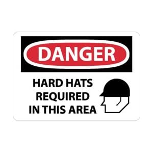 D545RD - Danger Hard Hats Required In This Area Graphic 20" X 28" .050" Rigid Plastic