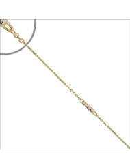 14k Yellow Gold, Rolo Link Anklet with Sparkly White Rhodium Accented Bars