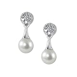 14K White Gold Endless Diamond Pearl Drop Earring