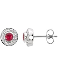 14k Solid Gold Ruby Diamond Donut Gallery Back Earring (0.72 ct. tw.)
