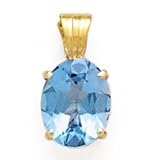 14k Gold & Blue Topaz Large Oval Pendant