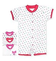 3 Pack Pure Cotton Star & Bow Print All-in-One