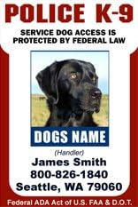 PERSONALIZE Dean & Tyler "POLICE K9 Dog #5" ID Badge Bundle - 1 Handler's Custom ID Badge - 1 Dog's Custom ID Badge - Design#5 - Vertical.
