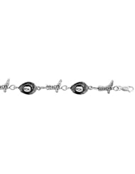 Sterling Silver Cowboy Hats and Boots Charm Bracelet , 3/8 inch (10 mm).