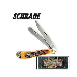 Schrade 94OTBRT Old Timer Gunstock Trapper Knife with Anniversary Edition Brown Bone... by Schrade