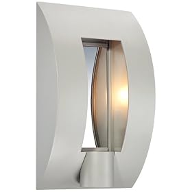 Outdoor Powdercoat Silver Chrome ADA 16" High Wall Light: Home Improvement