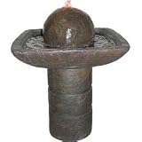 Tao Birdbath Fiberglass Fountain with LED Lights (Brown) (27H x 20W x 20D)