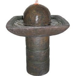 Tao Birdbath Fiberglass Fountain with LED Lights (Brown) (27H x 20W x 20D) by 