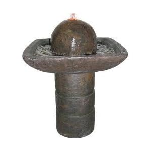 Tao Birdbath Fiberglass Fountain with LED Lights (Brown) (27H x 20W x 20D) by 
