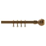 16 19mm Extendable Metal Curtains Pole Ball Finial Antique Gold Effect 180 330cm