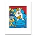 Bulldog. High Quality Ready to Frame Dog Print. Bulldog on Blue by Marc Tetro (11 x 14 inches)