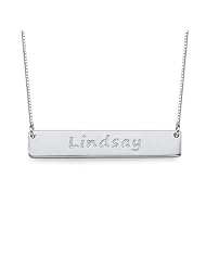 Sterling Silver Personalized Bar Name Necklace - Custom Made with Any Name! Free engraving!